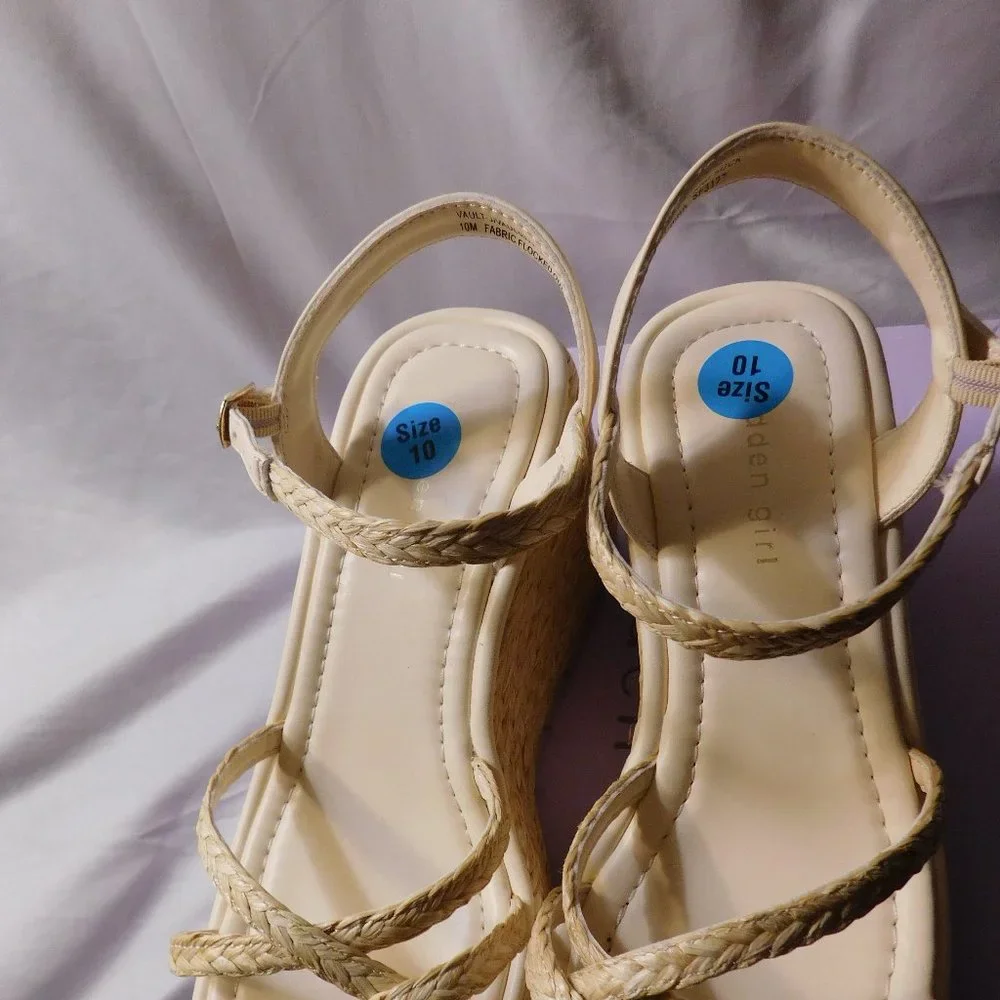 Madden Girl Vault J Platform Wedges Natural Color Size 10 Woman's NEW